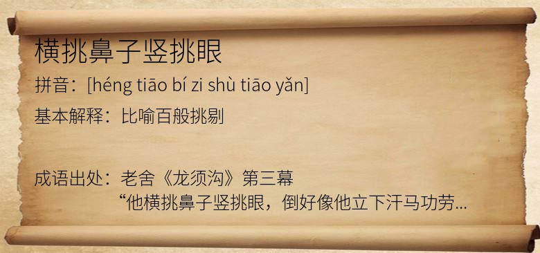 横挑鼻子竖挑眼